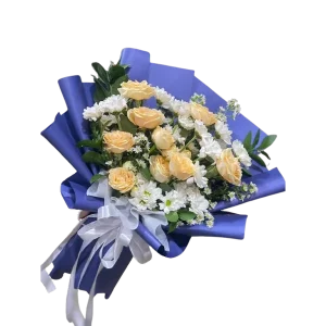 Buket bunga mawar dan aster di Semarang dengan wrapping premium, cocok untuk hadiah wisuda, ulang tahun, dan anniversary